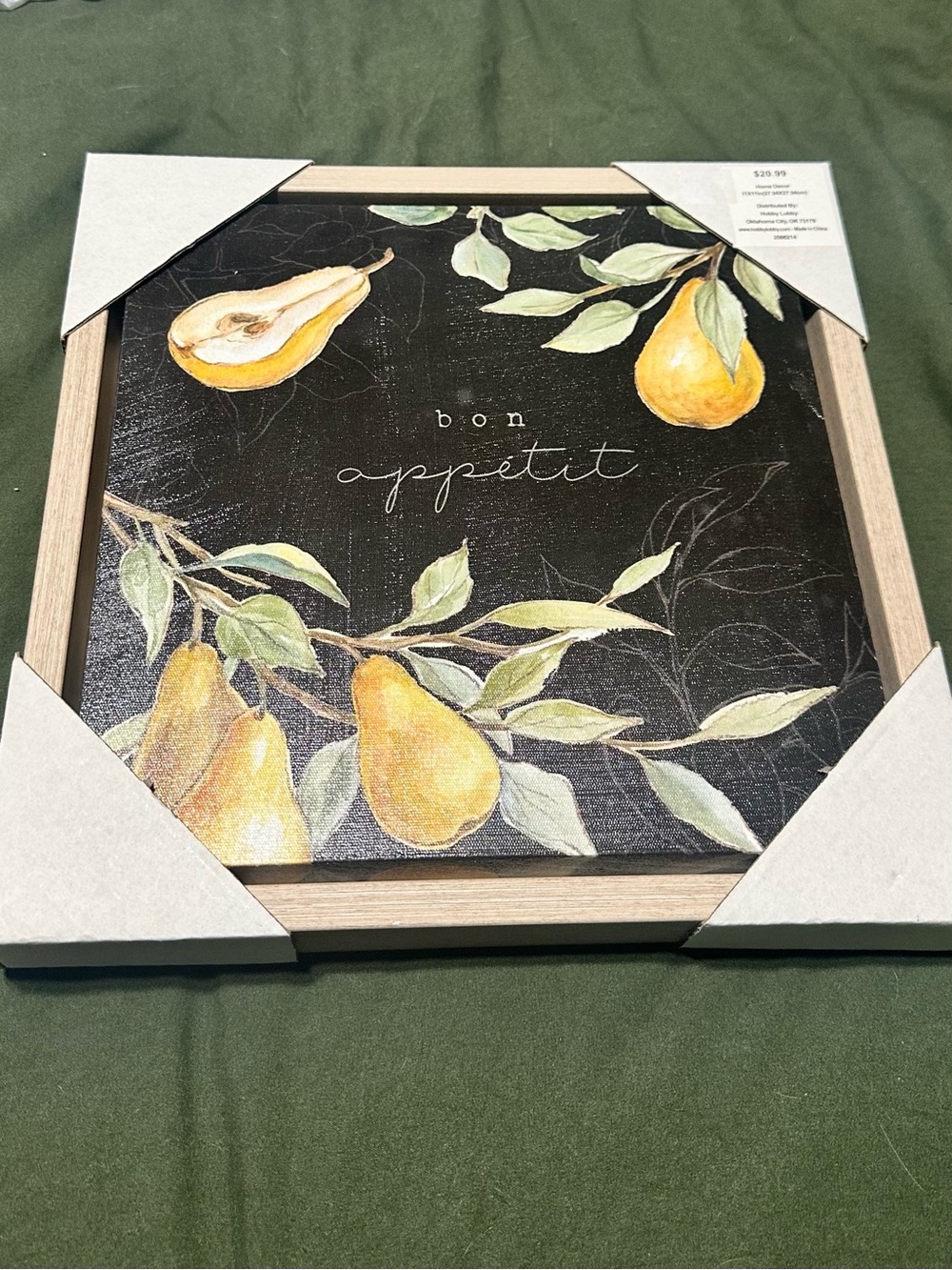 Hobby Lobby Bon Appétit Pear Wall Art - Yellow and Green on Black